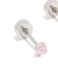 Kids Surgical Steel Cubic Zirconia Flat Back Earrings