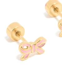 Boucles d’oreilles à dos plat en émail en acier chirurgical plaqué or