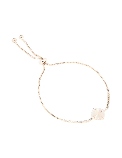 Rose Gold Plated Cubic Zirconia Flower Toggle Bracelet