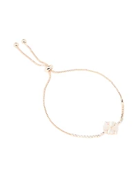 Rose Gold Plated Cubic Zirconia Flower Toggle Bracelet