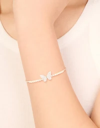 Rose Gold Plated Cubic Zirconia Butterfly Toggle Bracelet