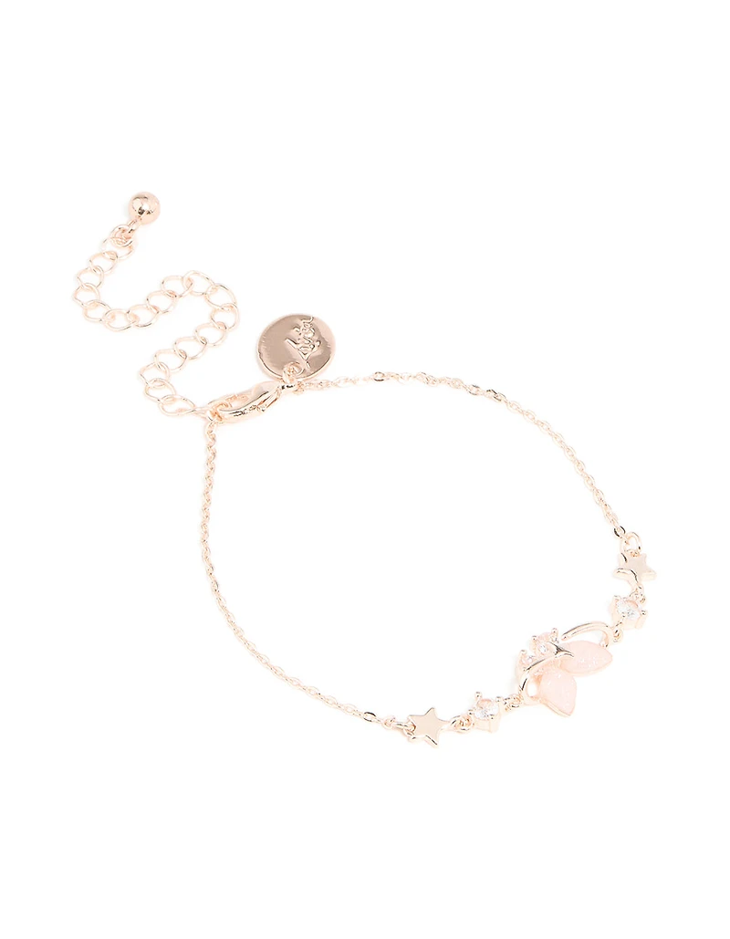 Rose Gold Plated Cubic Zirconia Butterfly Bracelet