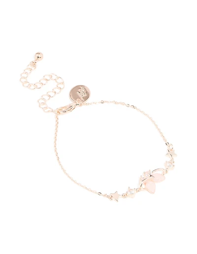 Rose Gold Plated Cubic Zirconia Butterfly Bracelet