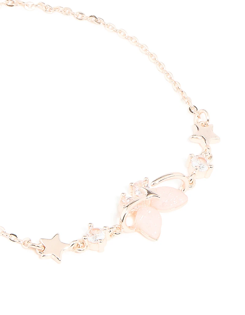 Rose Gold Plated Cubic Zirconia Butterfly Bracelet