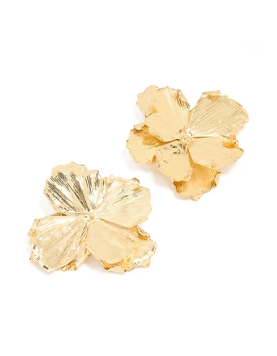 Boucles d’oreilles à grands pétales organiques plaqués or