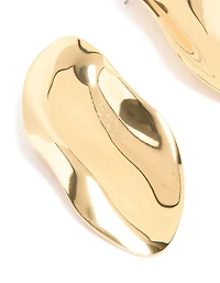Boucles d’oreilles grandes ovales et organiques plaquées or