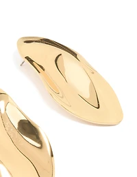 Gold Plated Large Oval Wrapped Organic Earrings
