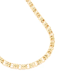 Gold Plated Fancy Flower Beaded Chain Necklace