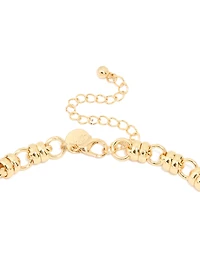Gold Plated Fancy Flower Beaded Chain Necklace