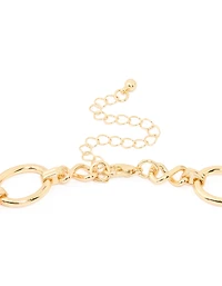 Gold Plated Oval Link Hammered Large Y-Necklace