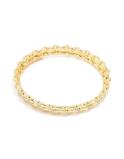 Gold Plated Diamante Spiral Bangle
