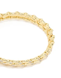 Gold Plated Diamante Spiral Bangle