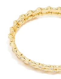 Gold Plated Diamante Spiral Bangle