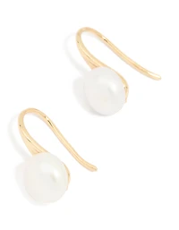 Gold Plated Freshwater Pearl Small Hook Earrings