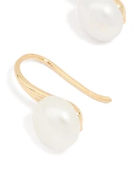 Gold Plated Freshwater Pearl Small Hook Earrings