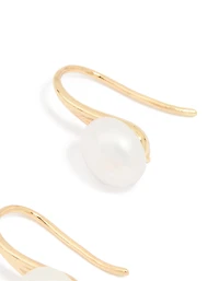 Gold Plated Freshwater Pearl Small Hook Earrings