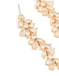 Gold Plated Cubic Zirconia Vine Drop Earrings