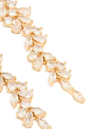 Gold Plated Cubic Zirconia Vine Drop Earrings