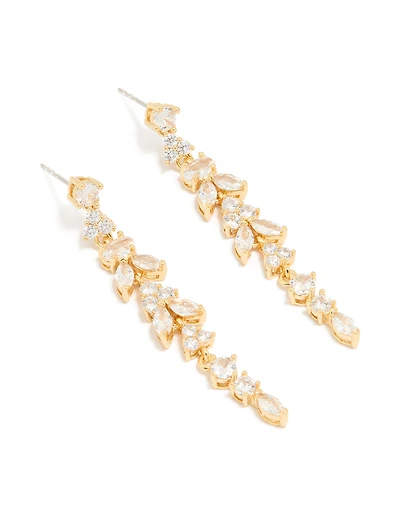 Boucles d’oreilles cubiques allongées en zircone plaquées or