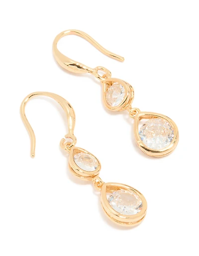 Boucles d’oreilles à crochet double cubique plaquées or