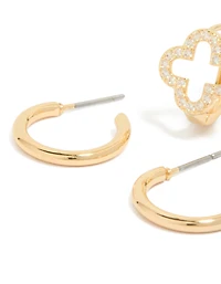 Pack de 2 boucles d’oreilles en zircone cubique plaqués or et boucles d’oreilles huggie simples