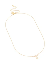 Gold Plated Cubic Zirconia Floral Teardrop Necklace