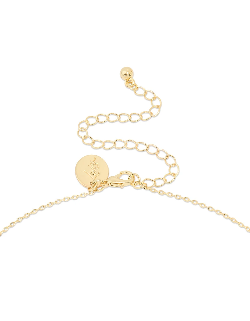 Gold Plated Cubic Zirconia Floral Teardrop Necklace