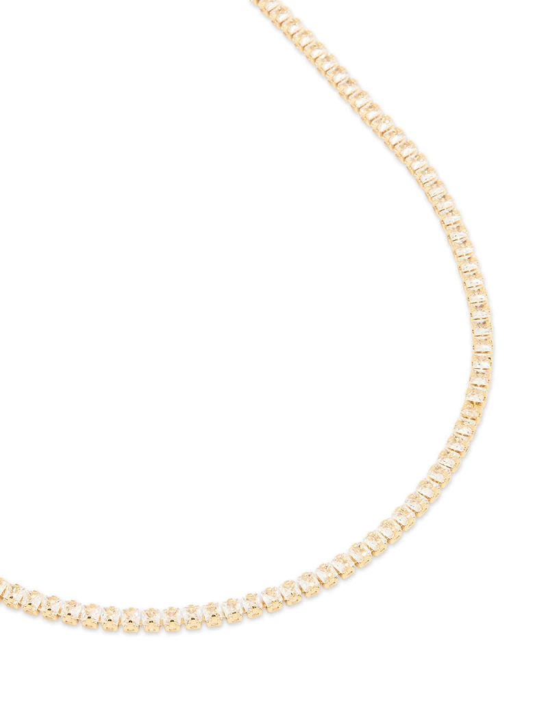Collier de tennis classique en zirconia cubique plaqué or