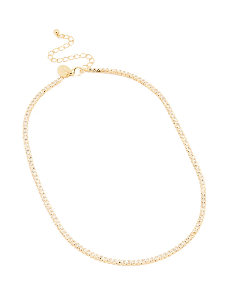 Collier de tennis classique en zirconia cubique plaqué or