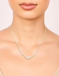 Collier en forme de coupe cubique de fleur de zircone plaqué or