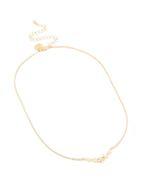 Gold Plated Cubic Zirconia Flower Cup Chain Necklace