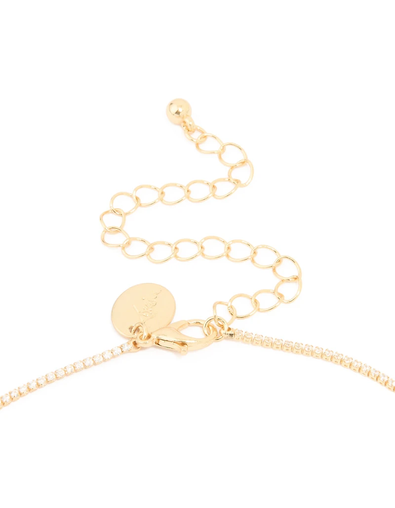 Gold Plated Cubic Zirconia Flower Cup Chain Necklace