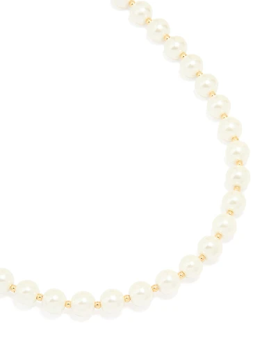 Collier alternant perles plaquées or et boule
