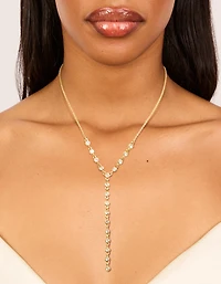 Gold Plated Bezel Cubic Zirconia Y-Necklace
