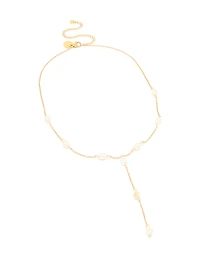 Gold Plated Freshwater Pearl Station Y-Necklace