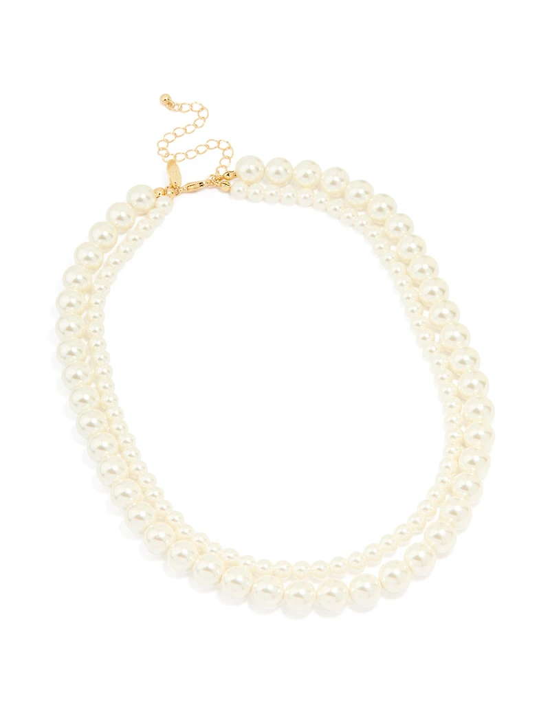 Gold Plated Pearl Layered Necklace