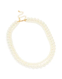 Gold Plated Pearl Layered Necklace