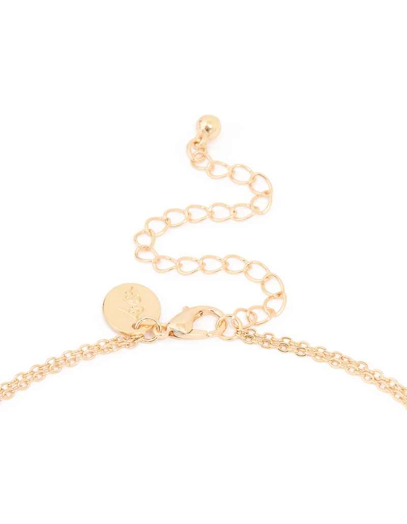 Gold Plated Freshwater Pearl Chain Layered Necklace