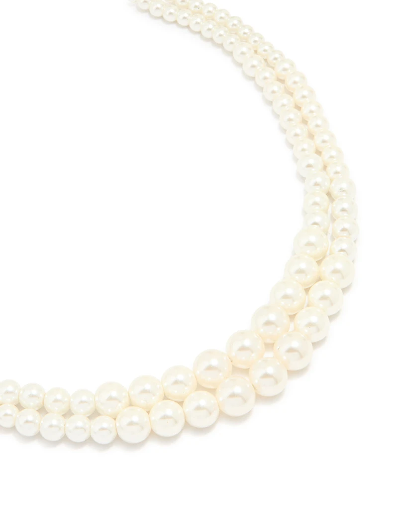 Gold Plated Pearl Layered Strand Necklace