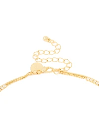 Gold Plated Cubic Zirconia Cup Chain & Snake Chain Y-Layered Necklace