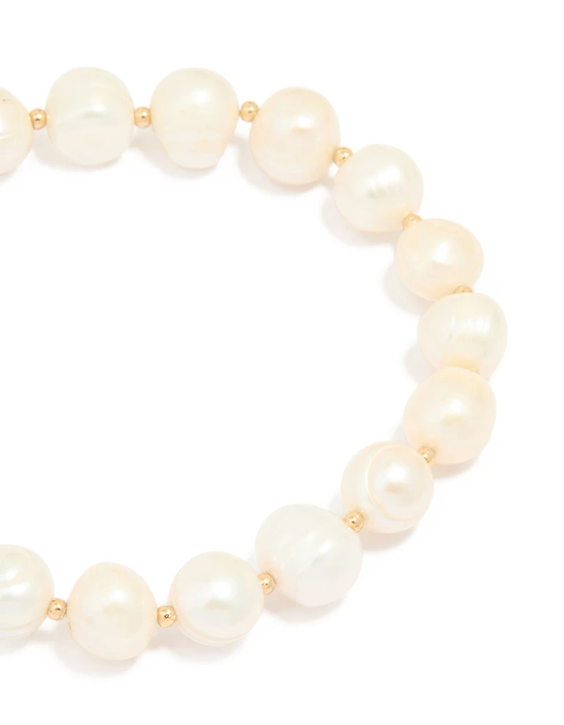 Gold Plated Freshwater Pearl Statement Bracelet