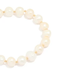 Gold Plated Freshwater Pearl Statement Bracelet