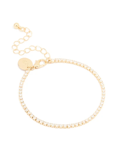 Gold Plated Cubic Zirconia Dainty Tennis Bracelet
