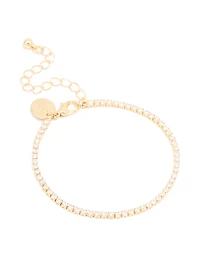 Gold Plated Cubic Zirconia Dainty Tennis Bracelet