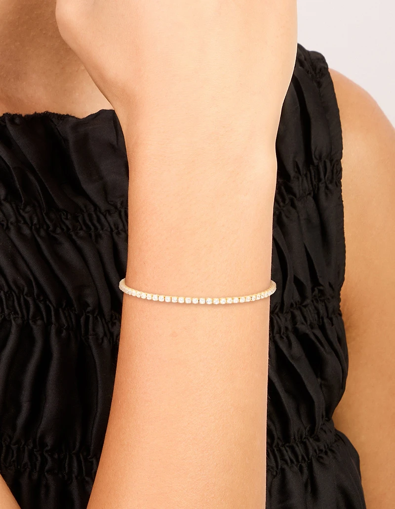 Gold Plated Cubic Zirconia Dainty Tennis Bracelet