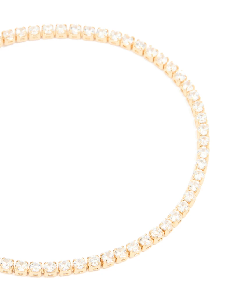 Gold Plated Cubic Zirconia Dainty Tennis Bracelet