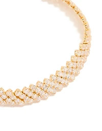 Gold Plated Cubic Zirconia Diagonal Design Bracelet