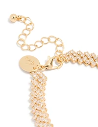 Gold Plated Cubic Zirconia Diagonal Design Bracelet