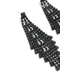 Black Coated Metal Diamante Chandelier Drop Earrings