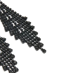 Black Coated Metal Diamante Chandelier Drop Earrings